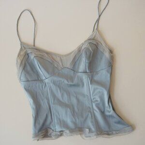 Mandalay Vintage Corset Bustier Bluish Grey Asymmetrical Top - Size 4